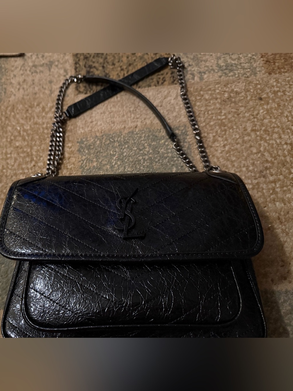 Designer inspired leather crossbody purse.